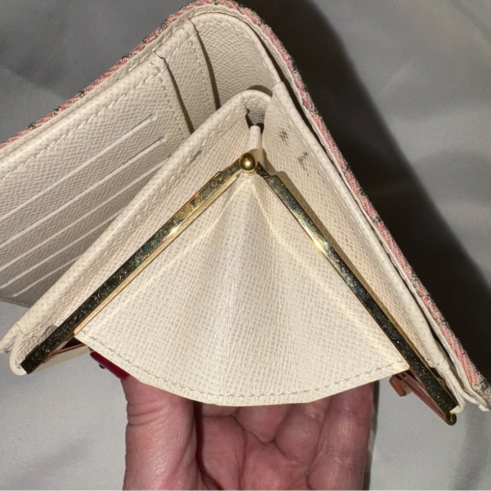 LOUIS VUITTON *rare* Mini Lin Croisette Portefeuille Viennois Pink/Rouge Wallet - Picture 14 of 15